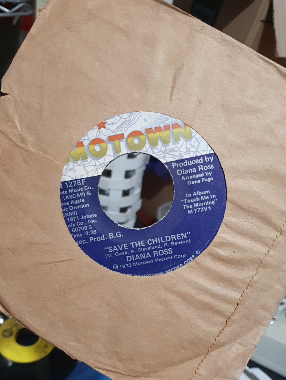 Diana Ross "Save The Children" 45 RPM Vinyl Single - Blue Label